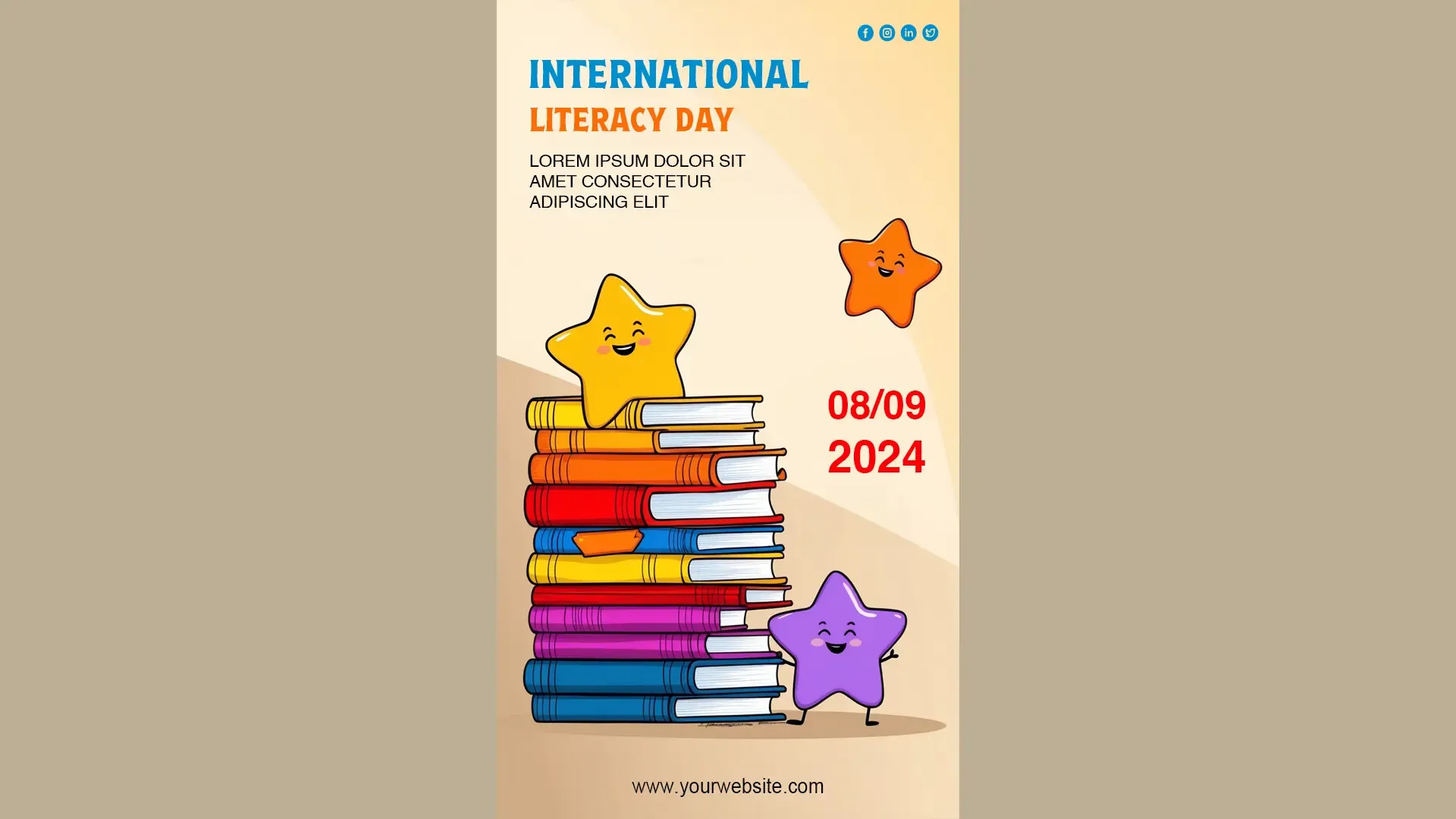 Literacy Day Bright and Playful Stars Instagram Story Template